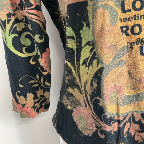 SUSAN LAWRENCE Vintage 90s Y2K Grunge Goth Witchy 3/4 Sleeve Top XL Black - Picture 4 of 11